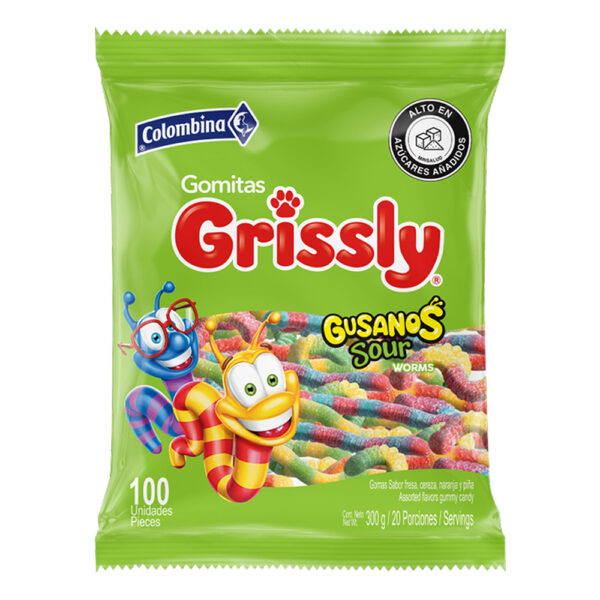 Grissly Gusanitos Sour x 100 unid