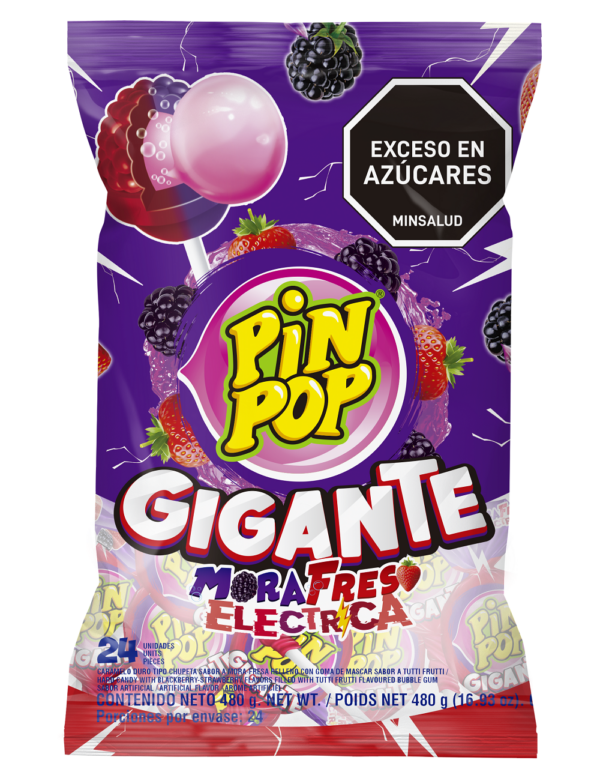 Pin Pop Gigante Fresa Electrica X 24 Unid - Multidulces